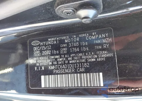 2013 Hyundai Veloster Base W/Red z USA, uszkodzony, nr VIN KMHTC6AD1DU131182